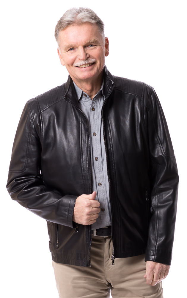 Hens schwarze Herren Lederjacke von TRENDZONE