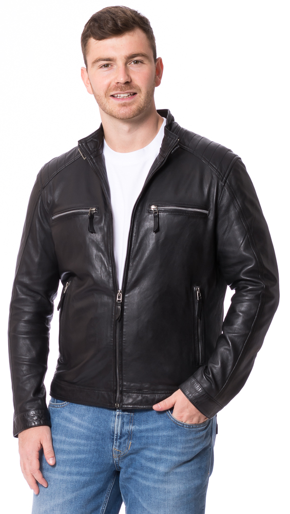Advance schwarz Herren Lederjacke von ROCKHILL