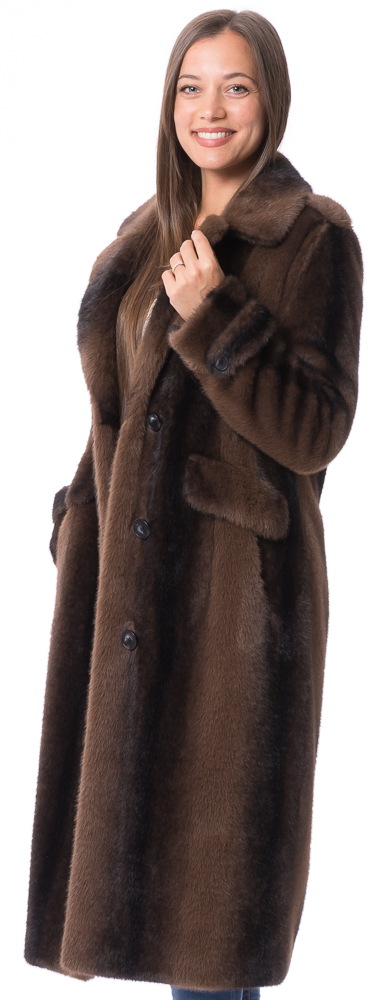 Charlene black/brown stripe  faux fur solky mink Mantel von ROCKANDBLUE
