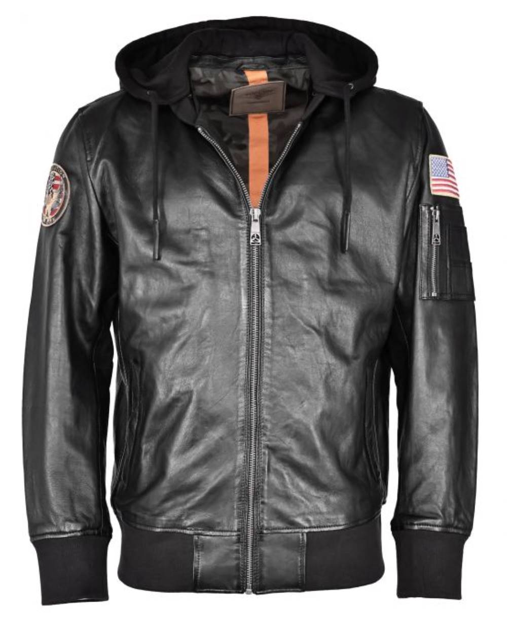 Top-Gun-R-Lederjacke-310-TG2021-2111-Frontansicht-black TGLJ 1020 schwarze Lederjacke von TOPGUN