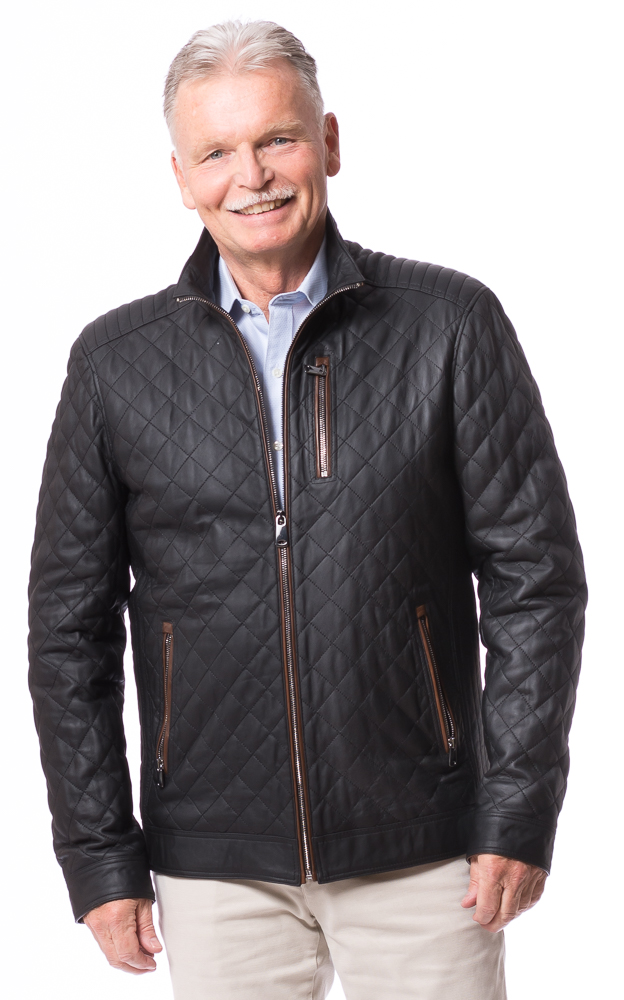 Mason SR-1038 dunkelblaue Stepplederjacke von TRENDZONE