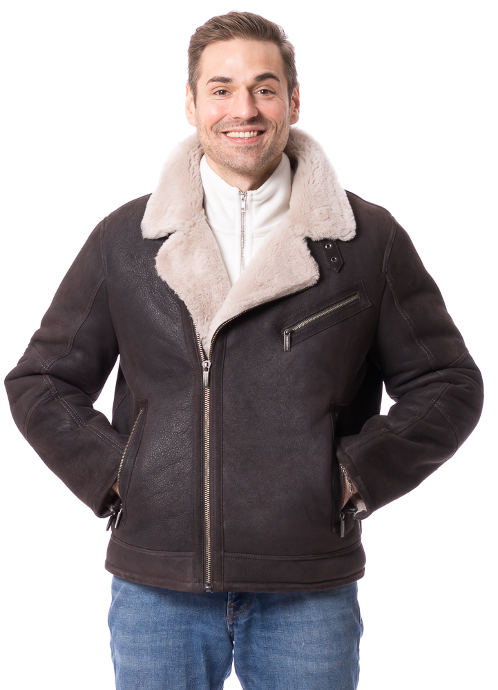 New Daytona braun Lammfell Jacke für Herren von TRENDZONE