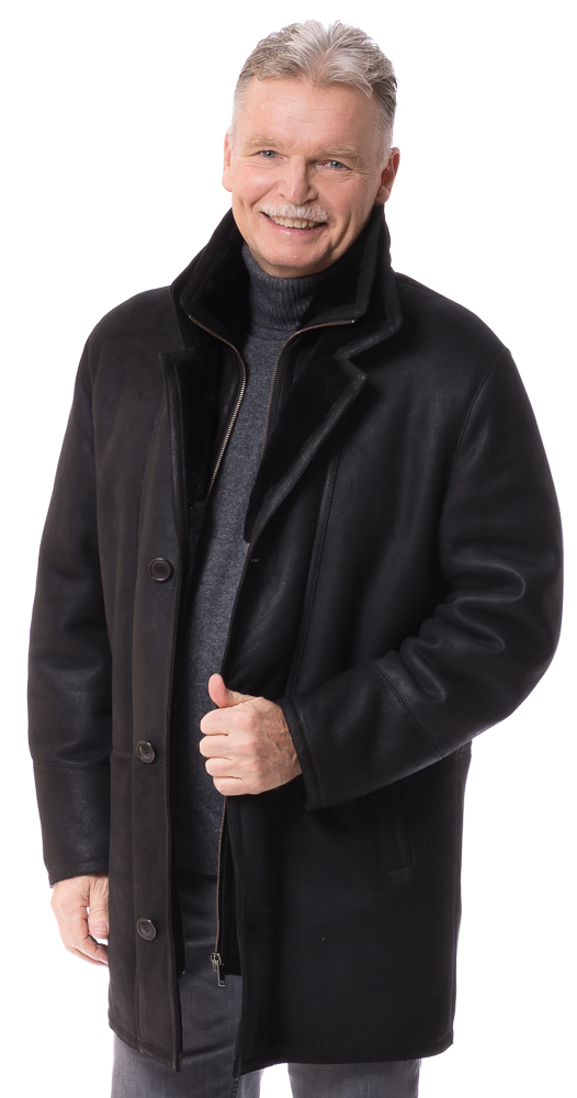 Henry schwarze Lammfell Jacke für Männer von TRENDZONE