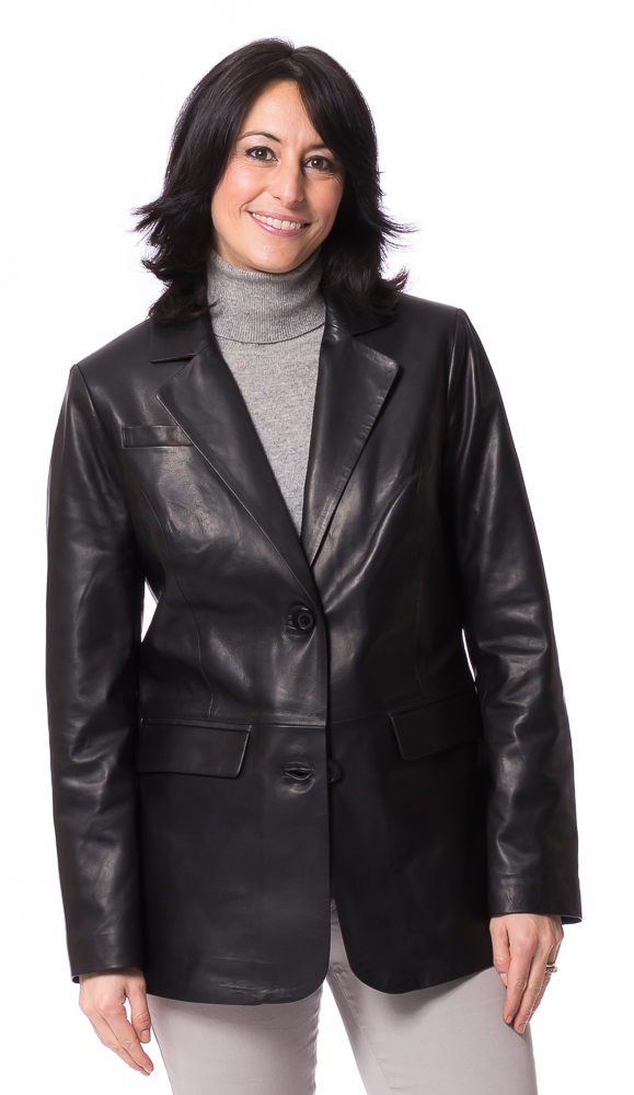 SR-1167 schwarz Leder Blazer für Damen von TRENDZONE