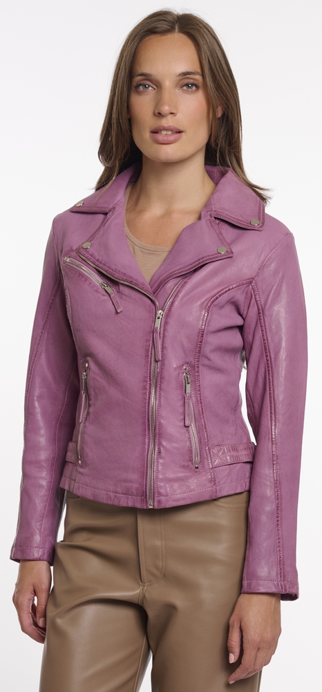 Renee vintage-grape Biker Leder Jacke für Damen von RINO&PELLE