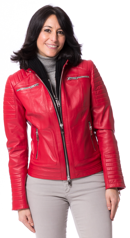 SR-1115 rote Nappa Lederjacke von TRENDZONE