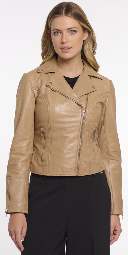 Emily Biker Lederjacke hellbraun für Damen von RINO&PELLE