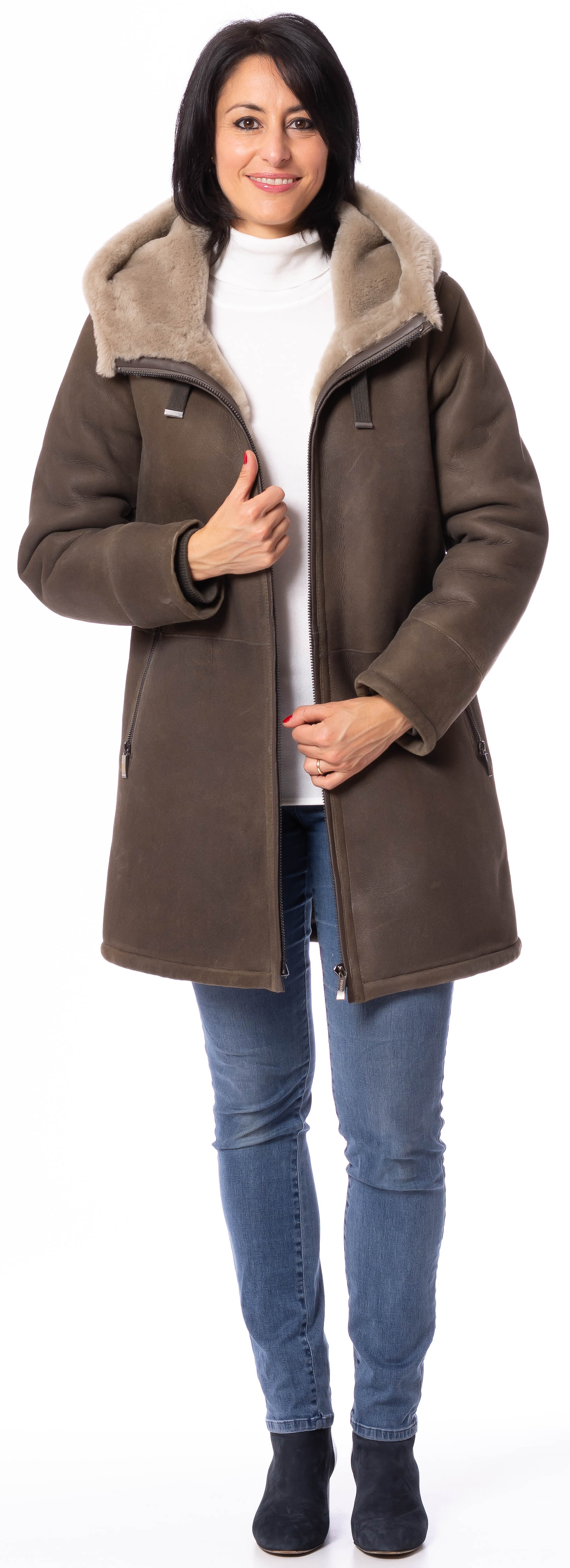 Eve oliv Lammfelljacke für Frauen von TRENDZONE