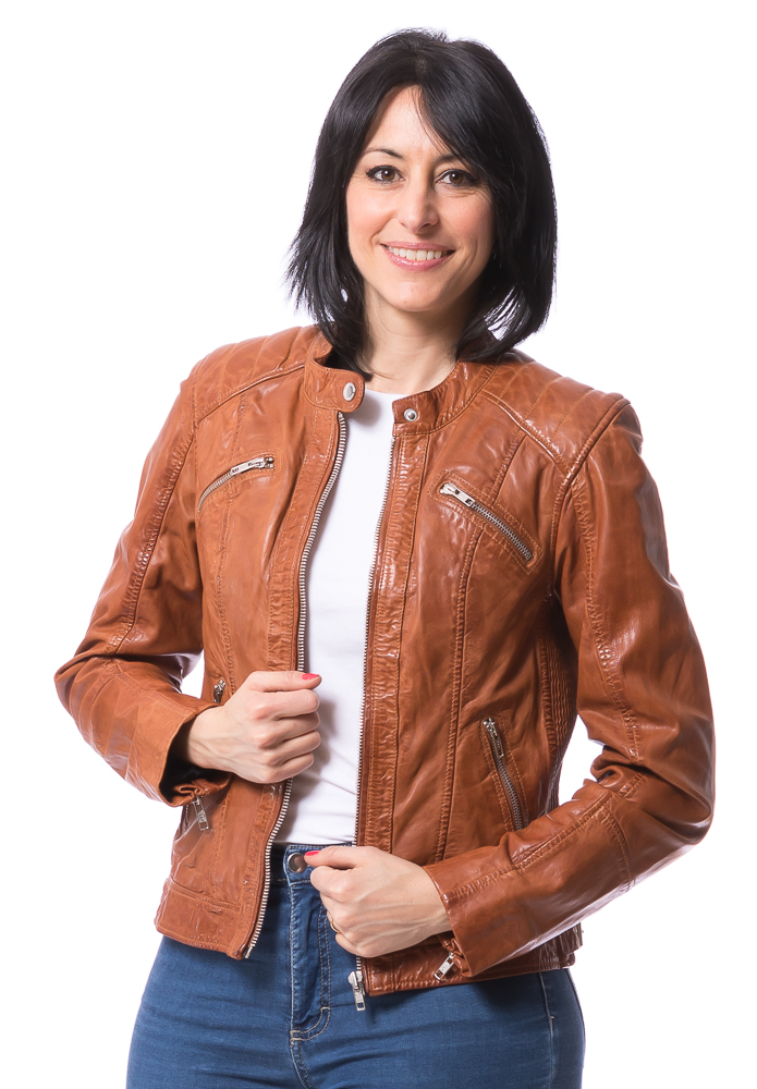 Vision cognac Nappaleder Jacke für Damen von ROCKANDBLUE