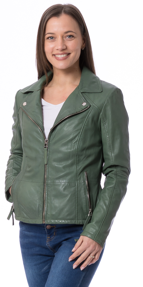Smilla salbei Lammnappa Leder Jacke für Frauen von JILANI