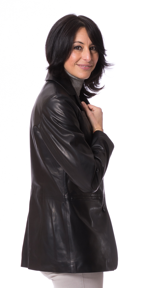 SR-1167 schwarz Leder Blazer für Damen von TRENDZONE