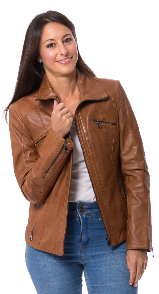 Day cognac Lederjacke für Frauen von TRENDZONE