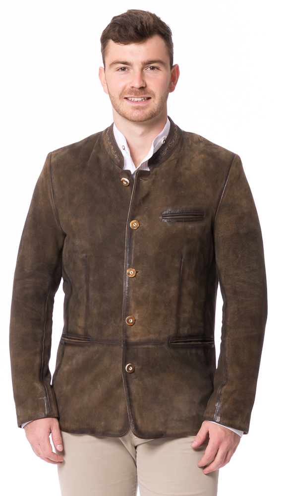 Kirnberg antikbraun Trachtenjacke aus Ziegen Velourleder von MADDOX