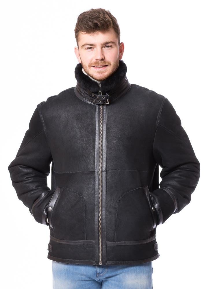 Robert schwarz Herren Lammfelljacke von TRENDZONE