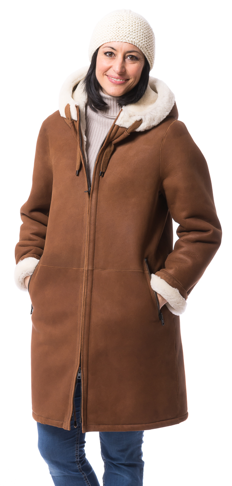 Anne 90 cognac Lammfelljacke für Damen von TRENDZONE