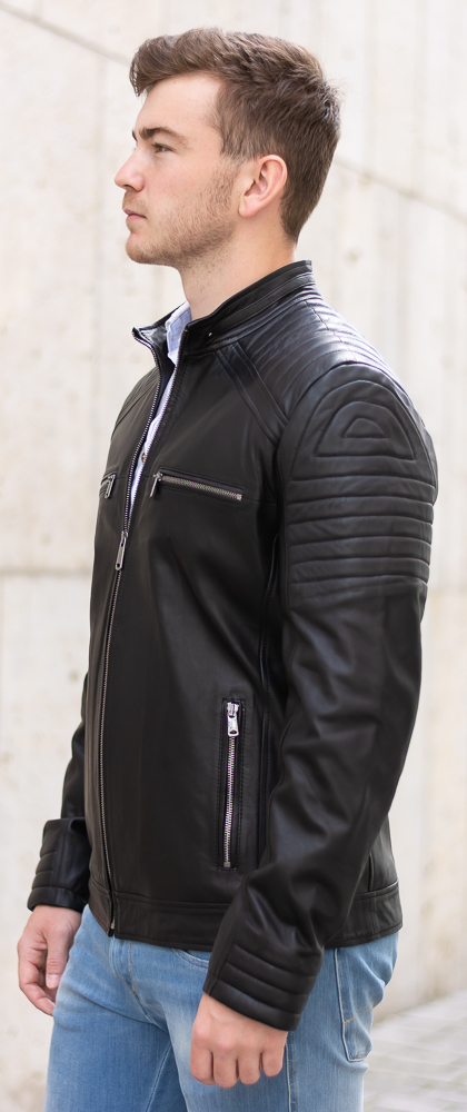 SR-2016 schwarze Lederjacke für Herren