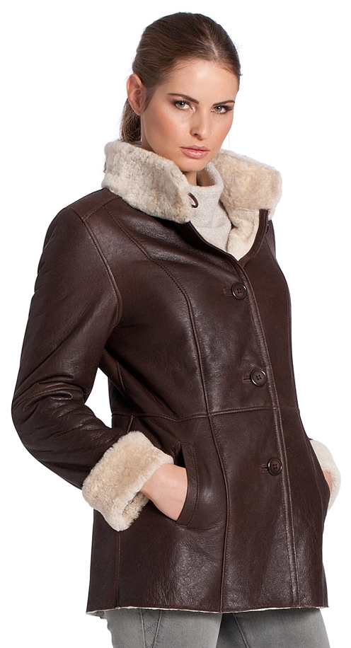 795 braun Damen Lammfelljacke von TRENDZONE