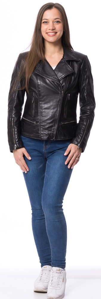 Kensi schwarz Biker Jacke aus Nappaleder Kensi schwarz Biker Jacke aus Nappaleder