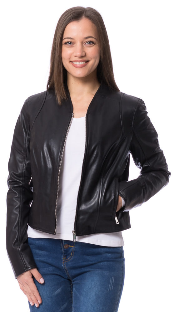 Lumi schwarz Kurzjacke aus Soft-Lammleder von TRENDZONE