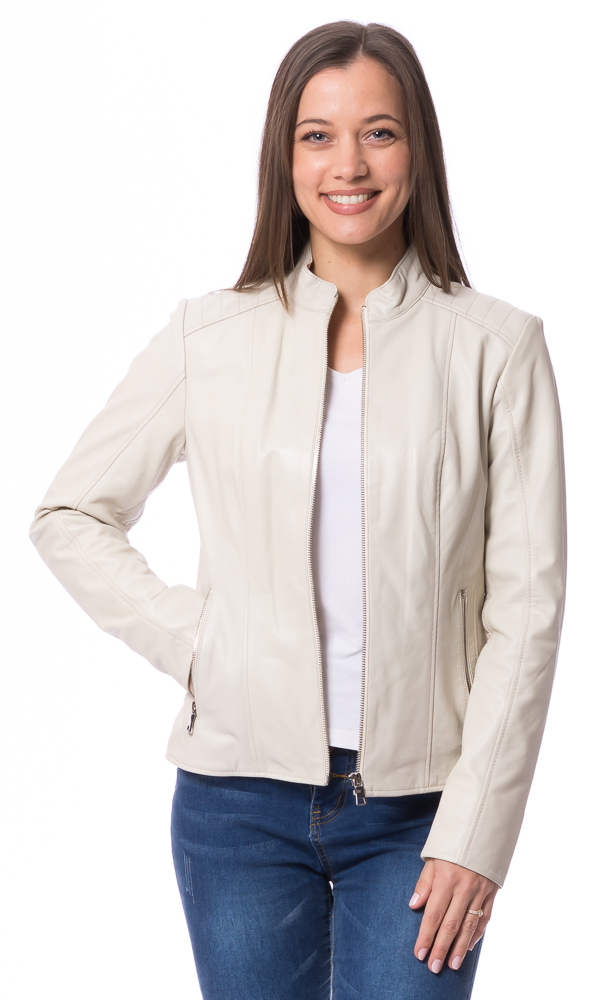 Renne beige Nappaleder Jacke für Damen von TRENDZONE