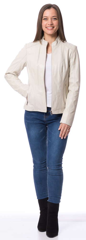 Renne beige Nappaleder Jacke für Damen von TRENDZONE