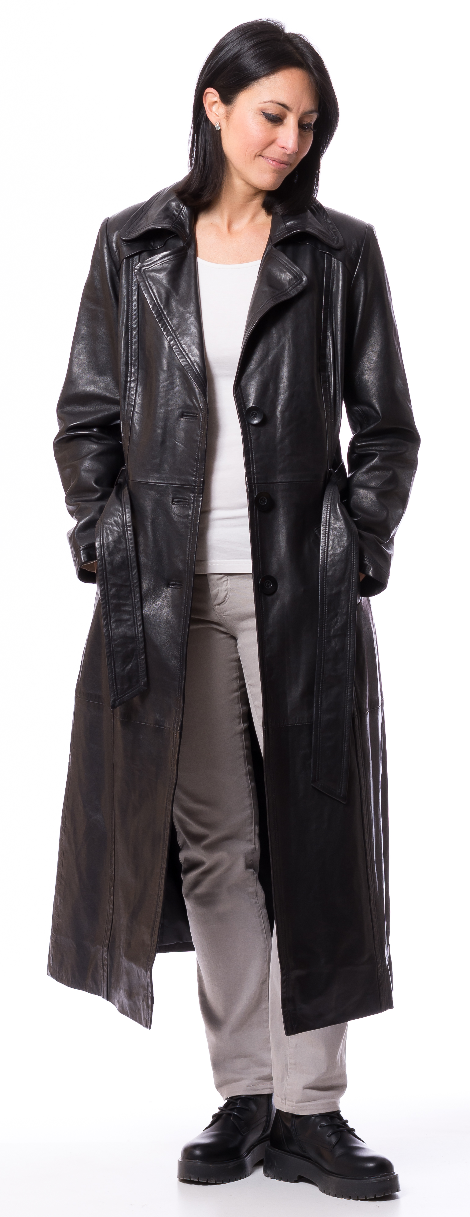 Neusiedl-21852 Sally 120 schwarz Mantel aus Nappa-Leder von TRENDZONE