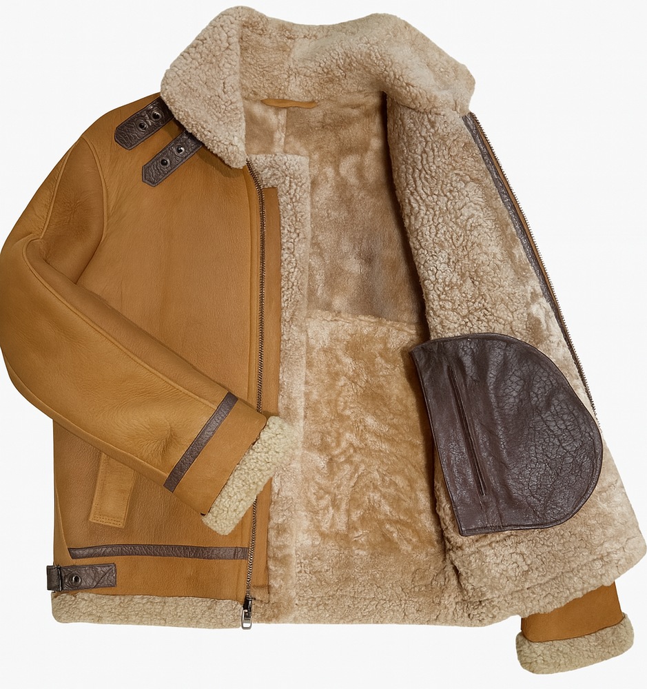 B-3 messing Piloten Lammfelljacke von TRENZDONE