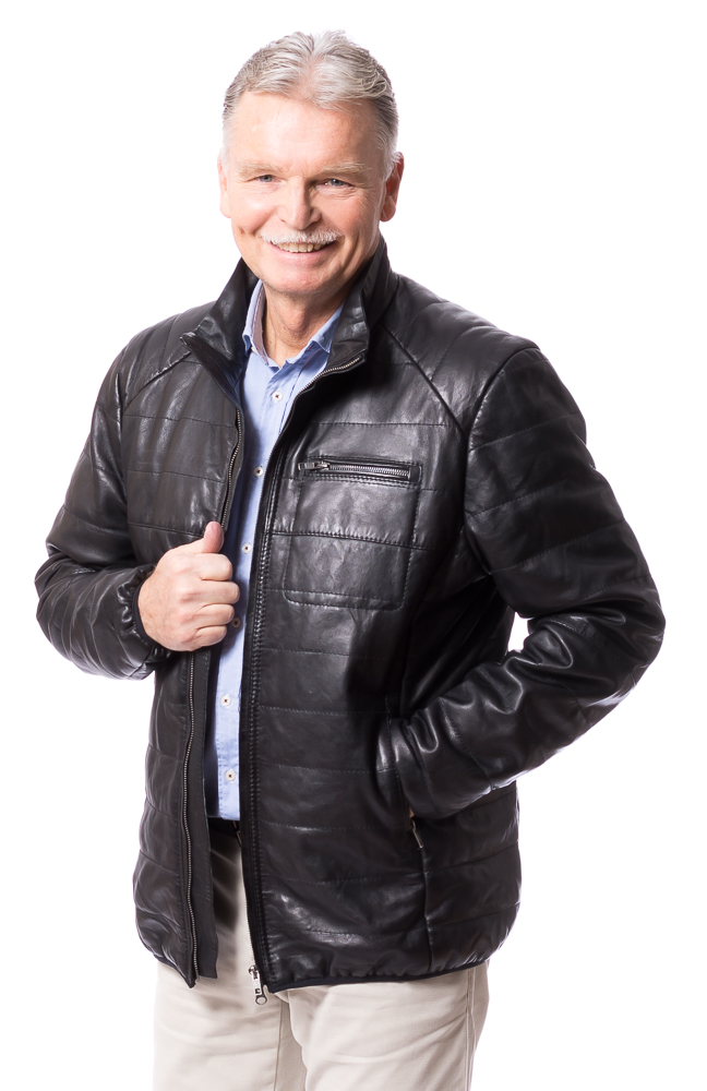 Nick schwarz   Herren Stepp-Lederjacke von TRENDZONE