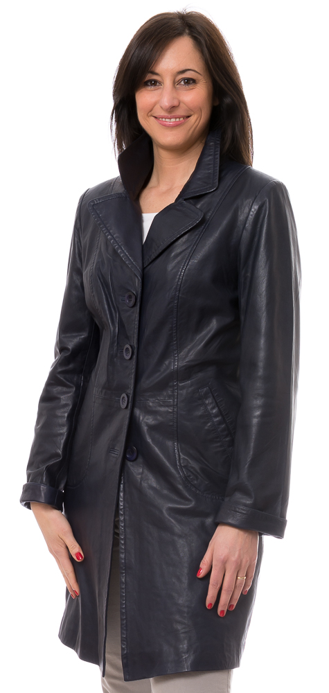 Claudia dunkelblauer Ledergehrock von TRENDZONE