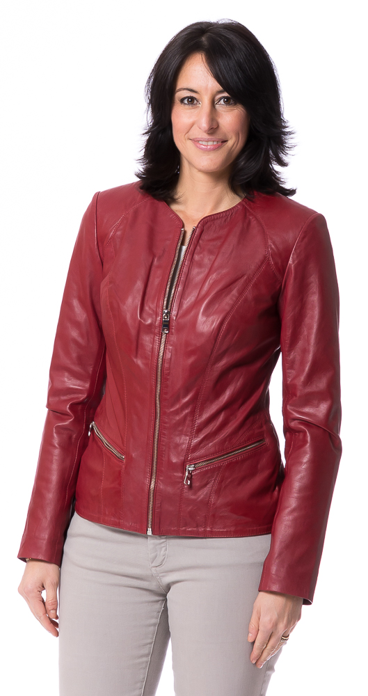 K-16-19 rot Damen Lederjacke von TRENDZONE