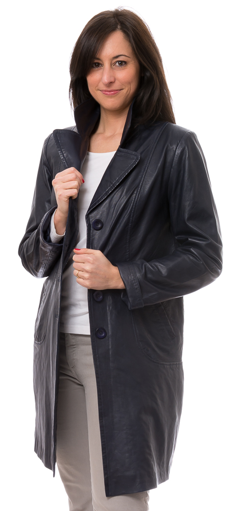 Claudia dunkelblauer Ledergehrock von TRENDZONE