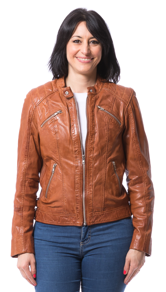 Vision cognac Nappaleder Jacke für Damen von ROCKANDBLUE