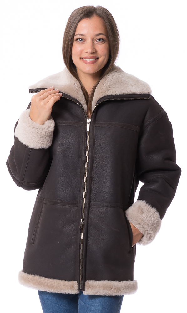 Cozy braun Lammfell Jacke für Damen von TRENDZONE Cozy braun Lammfell Jacke für Damen von TRENDZONE