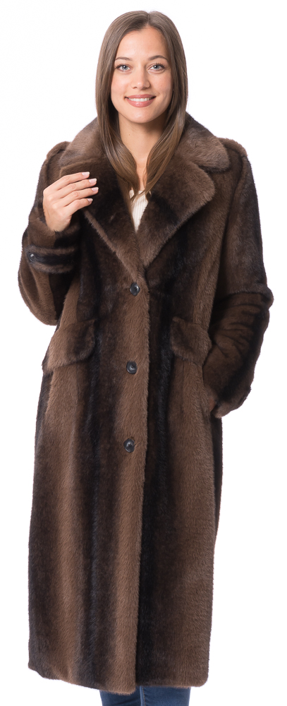 Charlene black/brown stripe  faux fur solky mink Mantel von ROCKANDBLUE