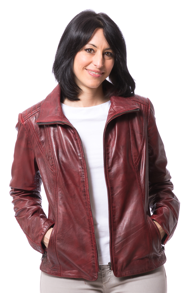 Night burgundy Damen Leder Jacke von TRENDZONE