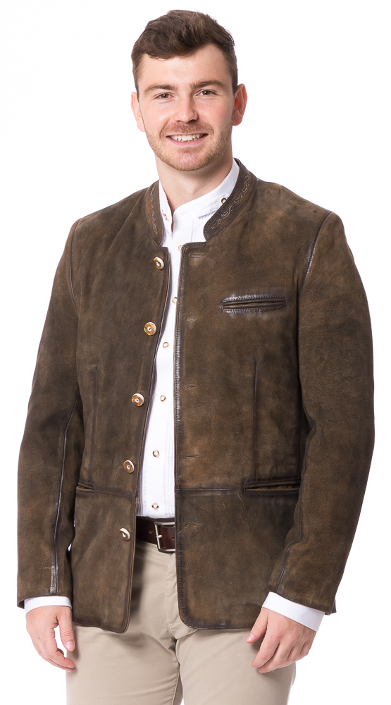 Kirnberg antikbraun Trachtenjacke aus Ziegen Velourleder von MADDOX