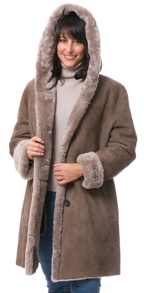 Daniela taupe Lammfell Jacke für Damen von TRENDZONE