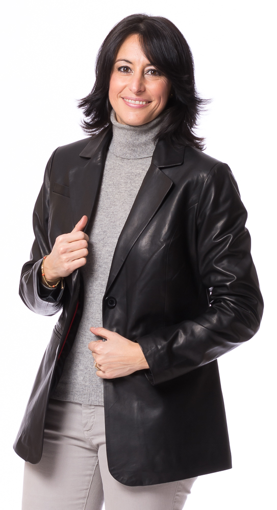 SR-1167 schwarz Leder Blazer für Damen von TRENDZONE