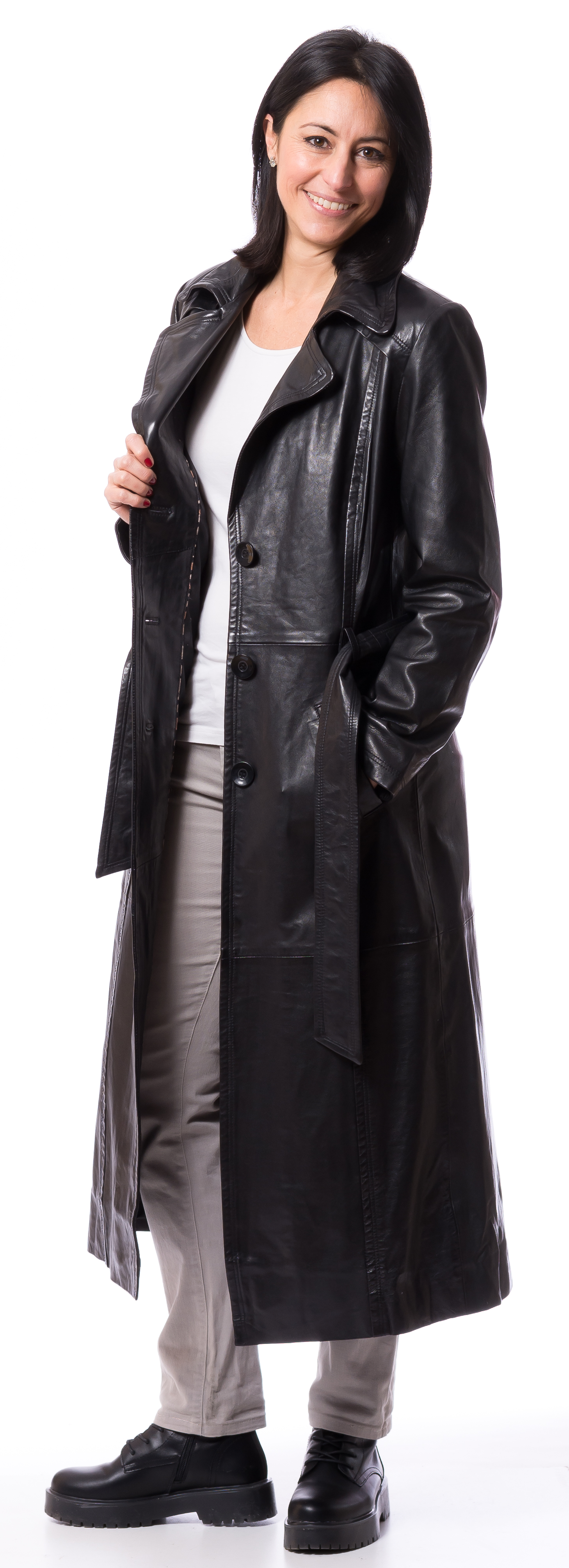 Neusiedl-21854 Sally 120 schwarz Mantel aus Nappa-Leder von TRENDZONE