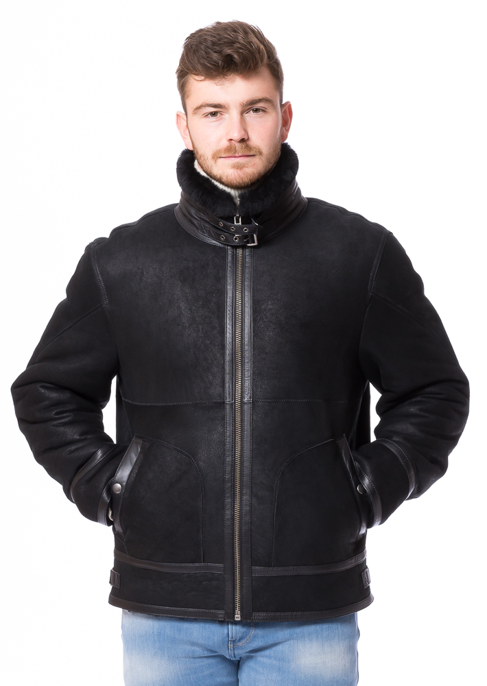 Robert schwarz Herren Lammfelljacke von TRENDZONE