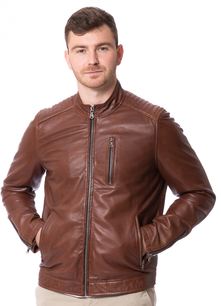 Shelby cognac Nappaleder Jacke von TRNDZONE