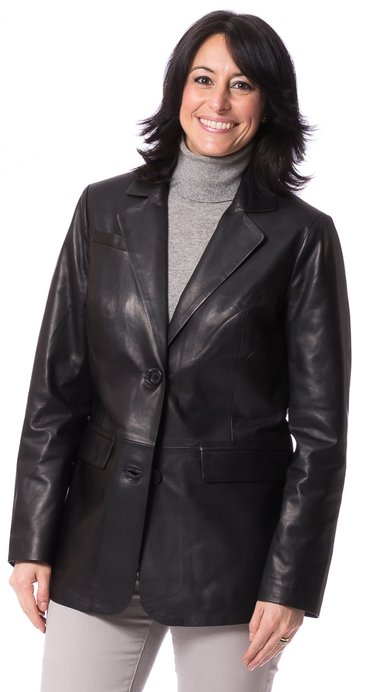 SR-1167 schwarz Leder Blazer für Damen von TRENDZONE