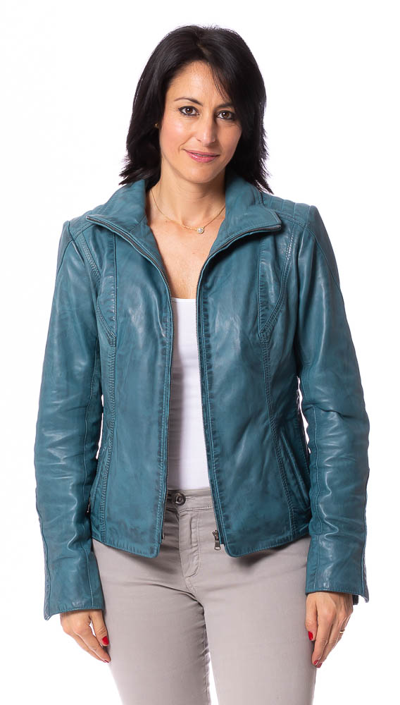 Night tükis-grüne Lederjacke für Damen von TRENDZONE