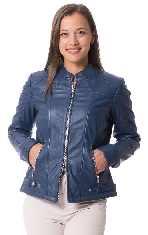 Imala blau Nappaleder Jacke für Damen von JILANI Imala blau Nappaleder Jacke für Damen von JILANI