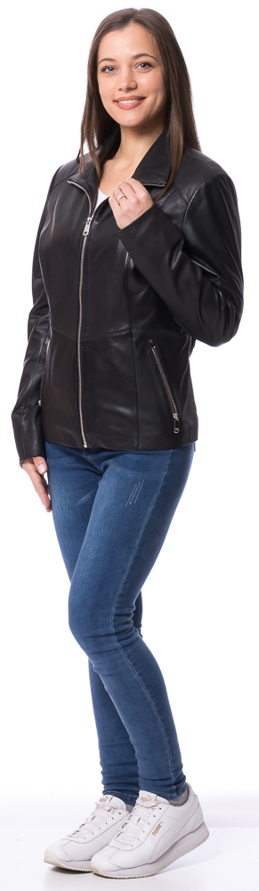 Selma schwarz Soft-Nappaleder Jacke für Frauen von TRENDZONE