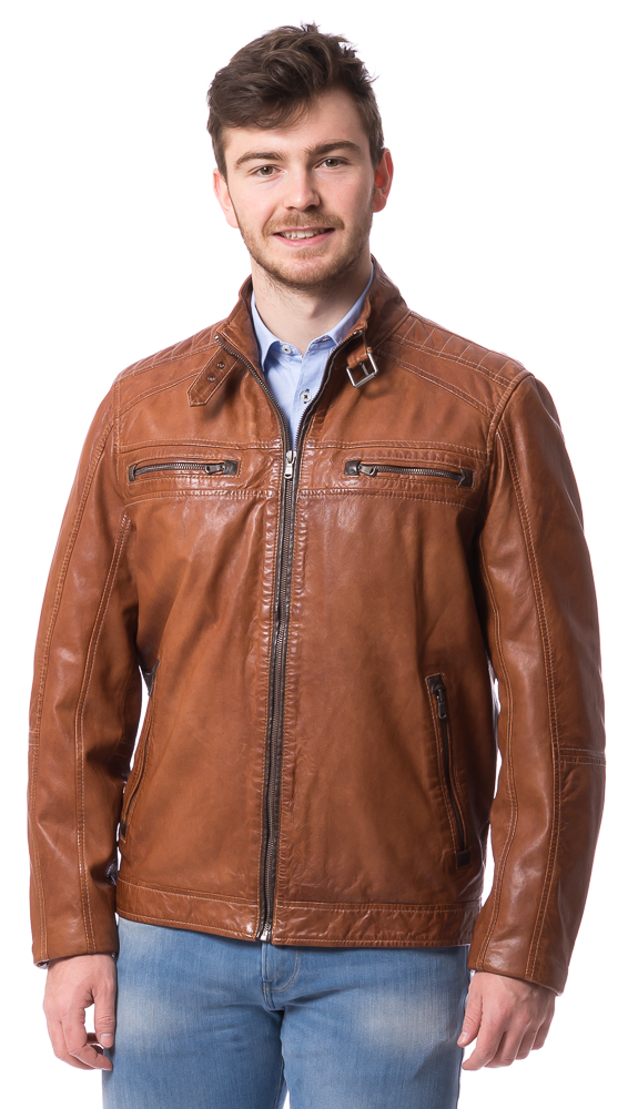 Nathan cognac Lederjacke für Männer von Maddox