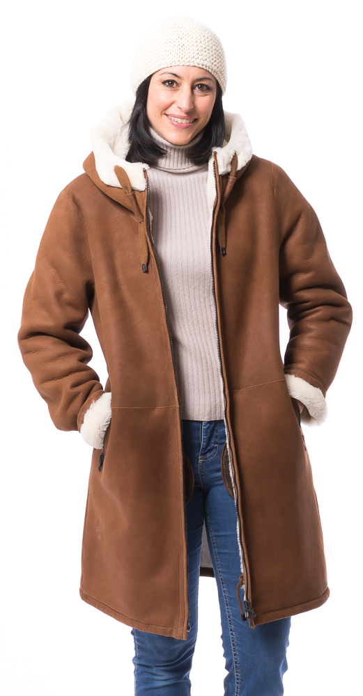 Anne 90 cognac Lammfelljacke für Damen von TRENDZONE