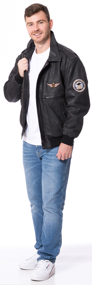 Laslo schwarzer Piloten Blouson von MADDOX