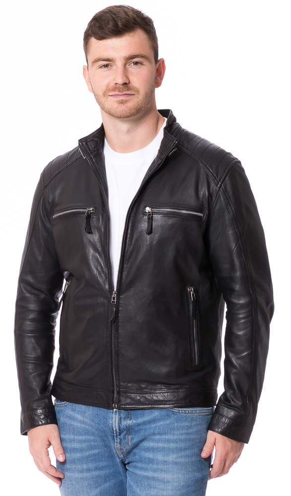 Advance schwarz Herren Lederjacke von ROCKHILL