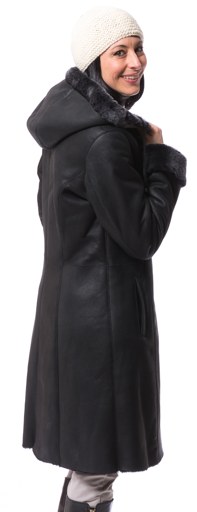 Neusiedl-22841 Alex 2D anthrazit Kapuzenjacke aus Lammfell von TRENDZONE